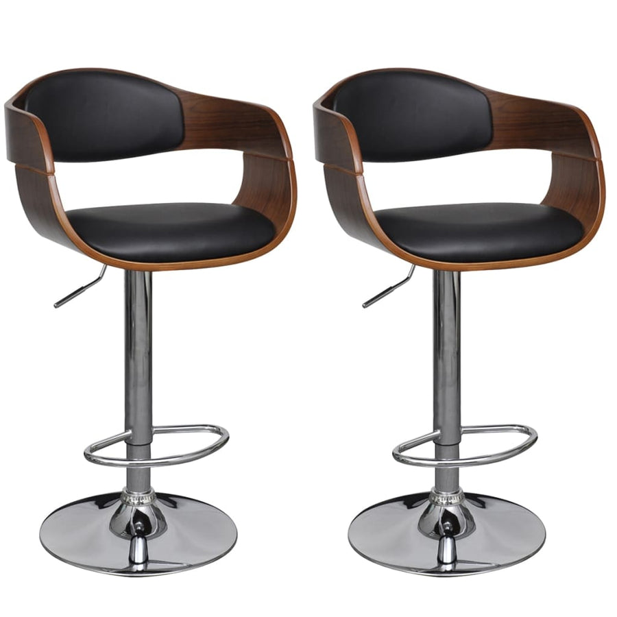 NNEVL Bar Stools 2 pcs Bent Wood and Faux Leather-0