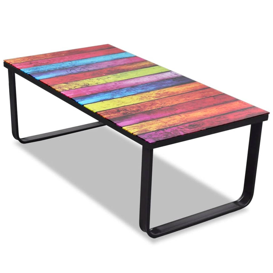 NNEVL Coffee Table with Rainbow Printing Glass Top-0
