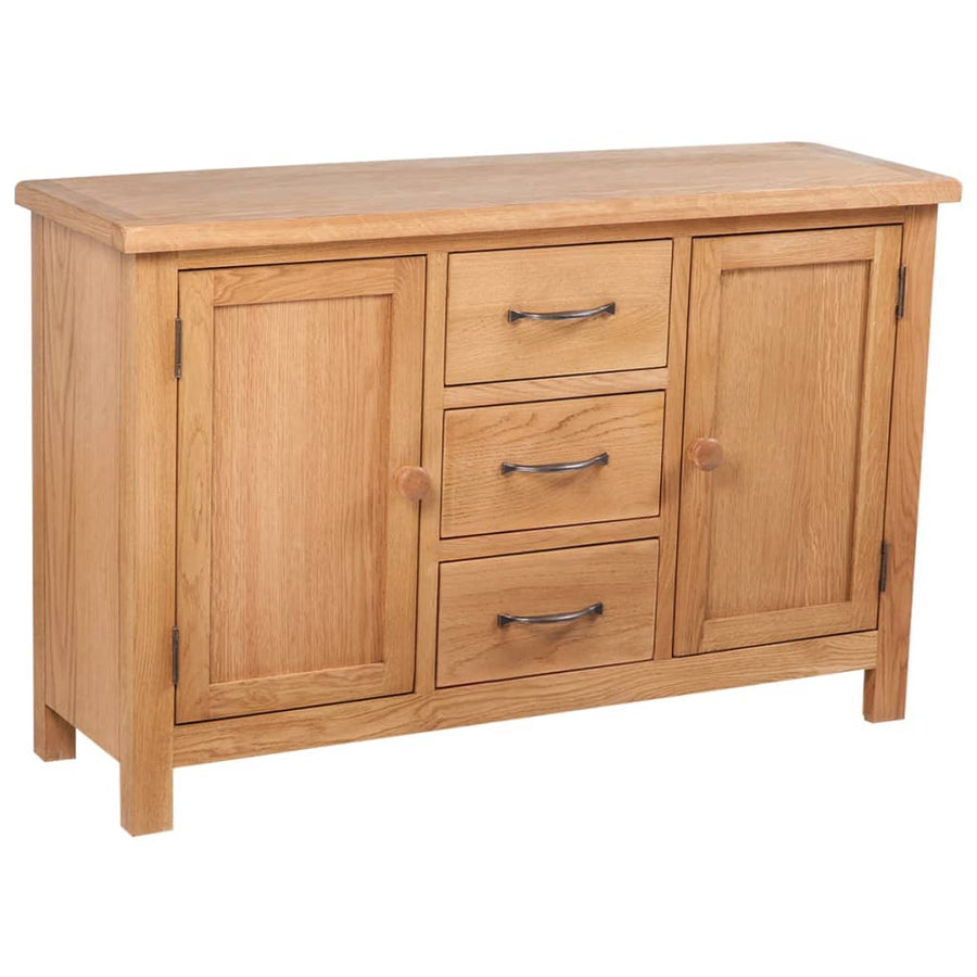 NNEVL Sideboard with 3 Drawers 110x33.5x70 cm Solid Oak Wood-0