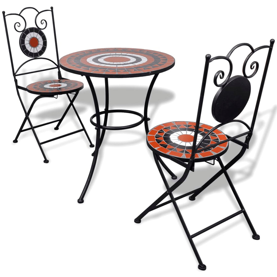 NNEVL 3 Piece Bistro Set Ceramic Tile Terracotta and White-0