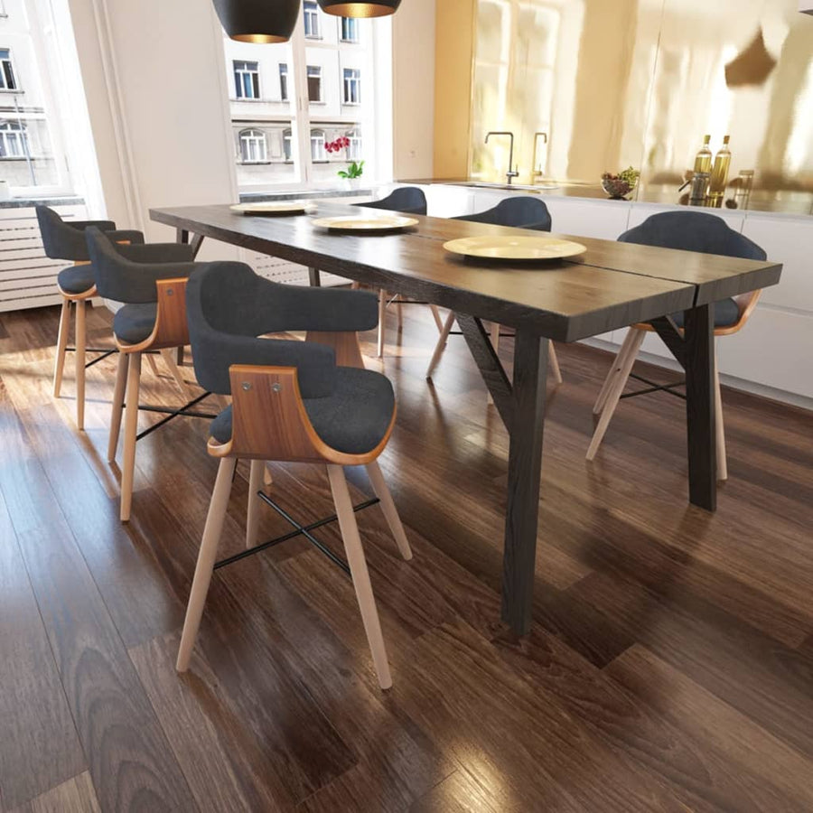 NNEVL Dining Chairs 6 pcs Dark Grey Bent Wood and Fabric-0
