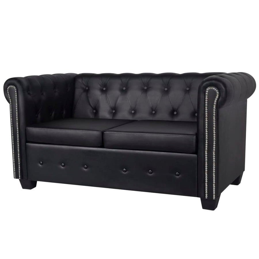 NNEVL Chesterfield 2-Seater Artificial Leather Black-0