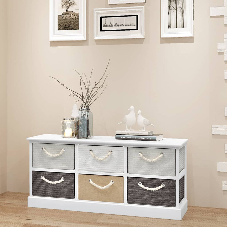 NNEVL Storage Bench 6 Drawers Wood-0