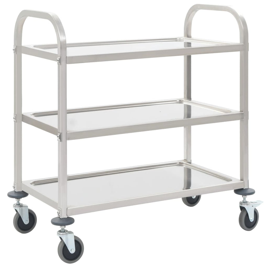 NNEVL 3-Tier Kitchen Trolley 95x45x83.5 cm Stainless Steel-0