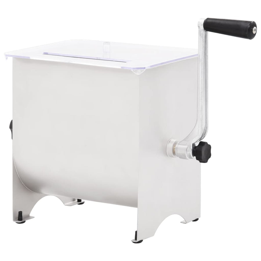 NNEVL Manual Meat Mixer with Lid Silver Stainless Steel-0