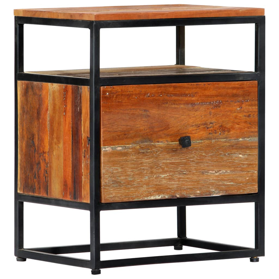 NNEVL Bedside Cabinet 40x30x50 cm Solid Reclaimed Wood and Steel-0