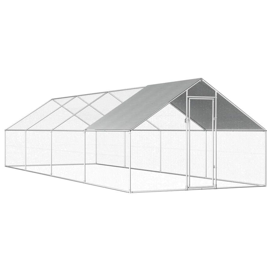 NNEVL Outdoor Chicken Cage 2.75x8x1.92 m Galvanised Steel-0