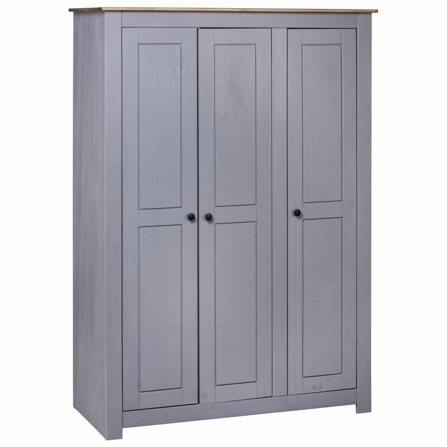 NNEVL 3-Door Wardrobe Grey 118x50x171.5 cm Pine Panama Range-0
