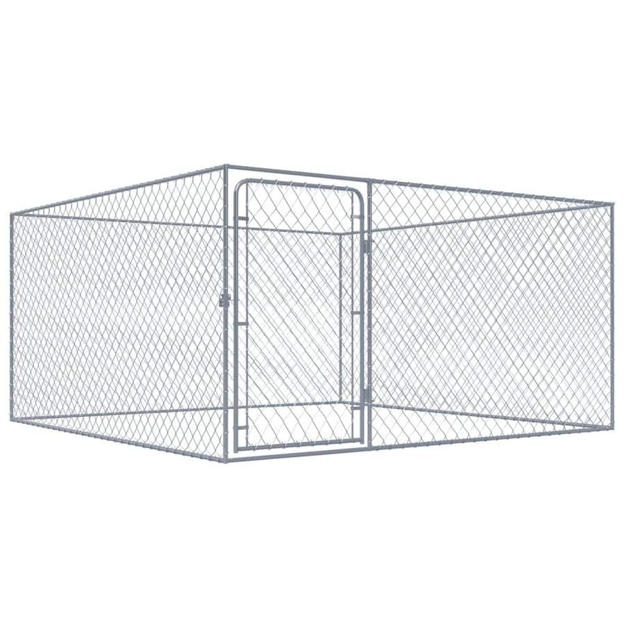 NNEVL Outdoor Dog Kennel Galvanised Steel 2x2x1 m-0