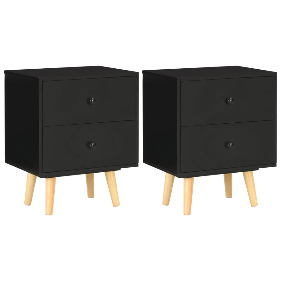 NNEVL Bedside Cabinets 2 pcs Black 40x30x50 cm Solid Pinewood-0