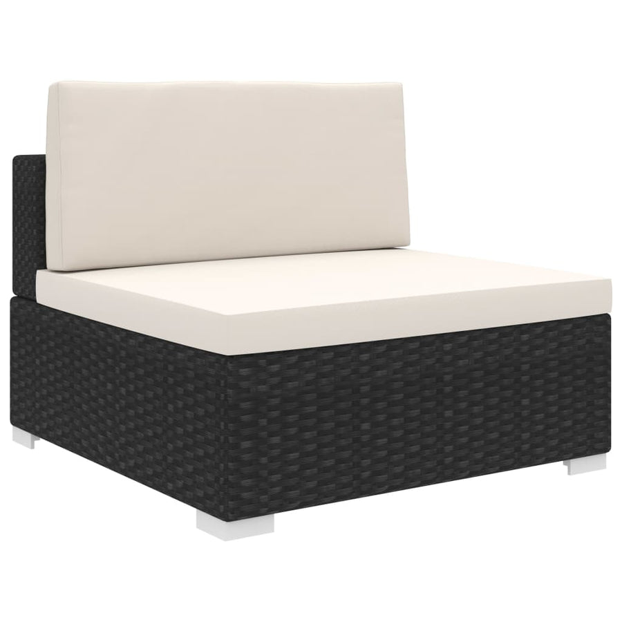 NNEVL Sectional Middle Seat 1 pc with Cushions Poly Rattan Black-0