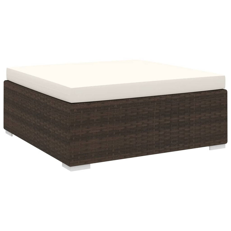 NNEVL Sectional Footrest 1 pc with Cushion Poly Rattan Brown-0
