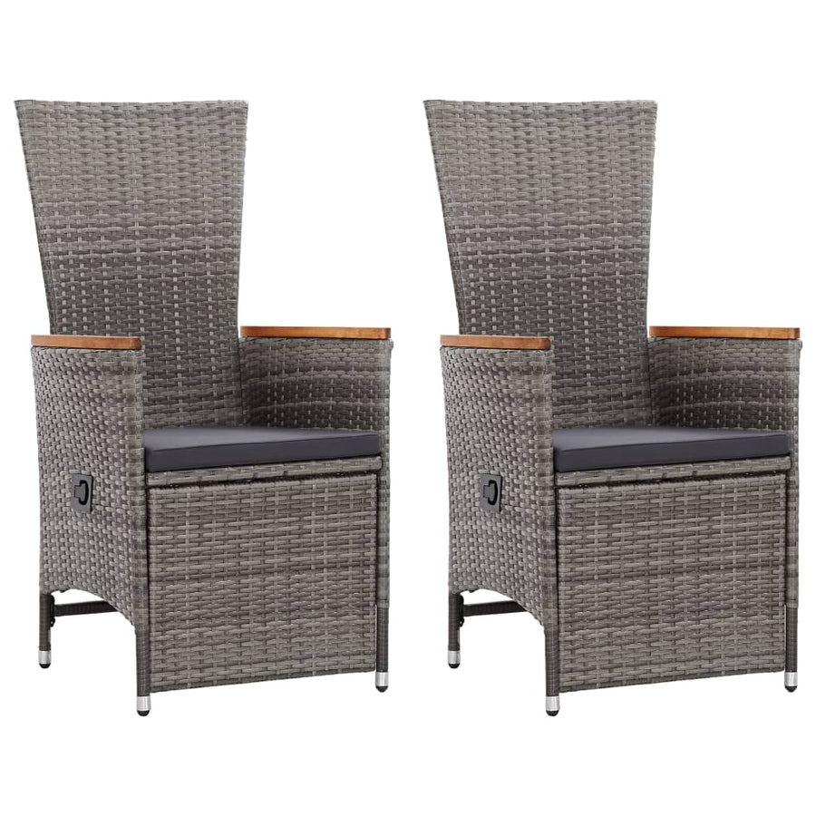 NNEVL Reclining Garden Chairs 2 pcs with Cushions Poly Rattan Grey-0