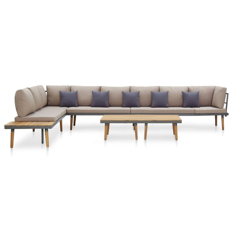 NNEVL 8-Seater Garden Lounge Set with Cushions Solid Acacia Wood-0