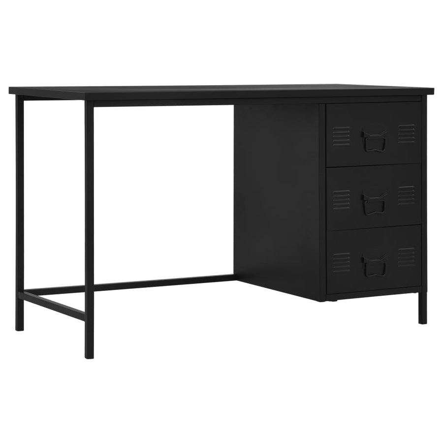 NNEVL Desk with Drawers Industrial Black 120x55x75 cm Steel-0