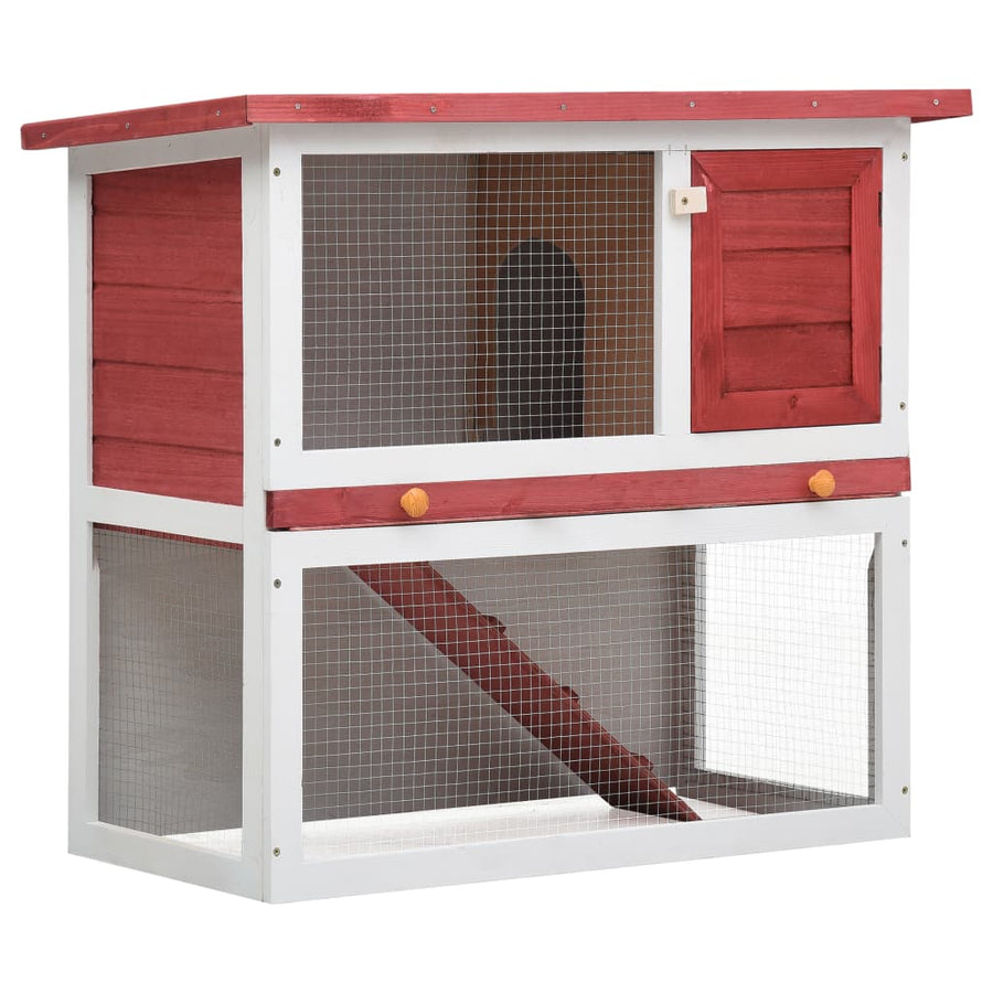 NNEVL Outdoor Rabbit Hutch 1 Door Red Wood-0