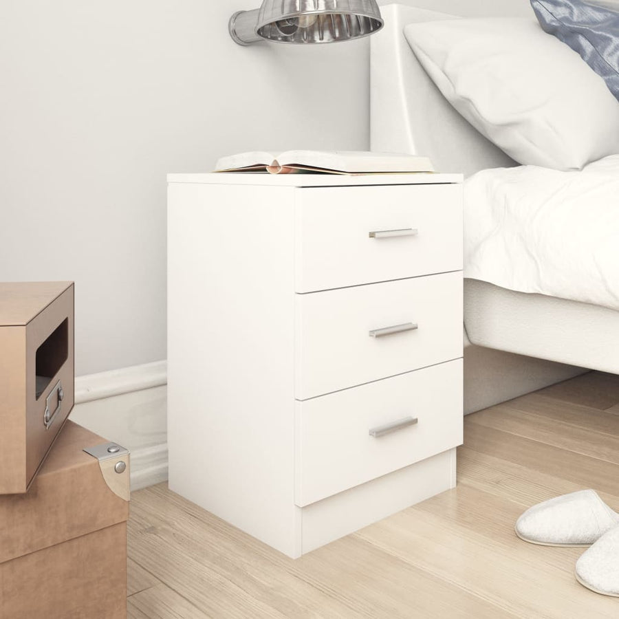 NNEVL Bedside Cabinet White 38x35x56 cm Chipboard-0