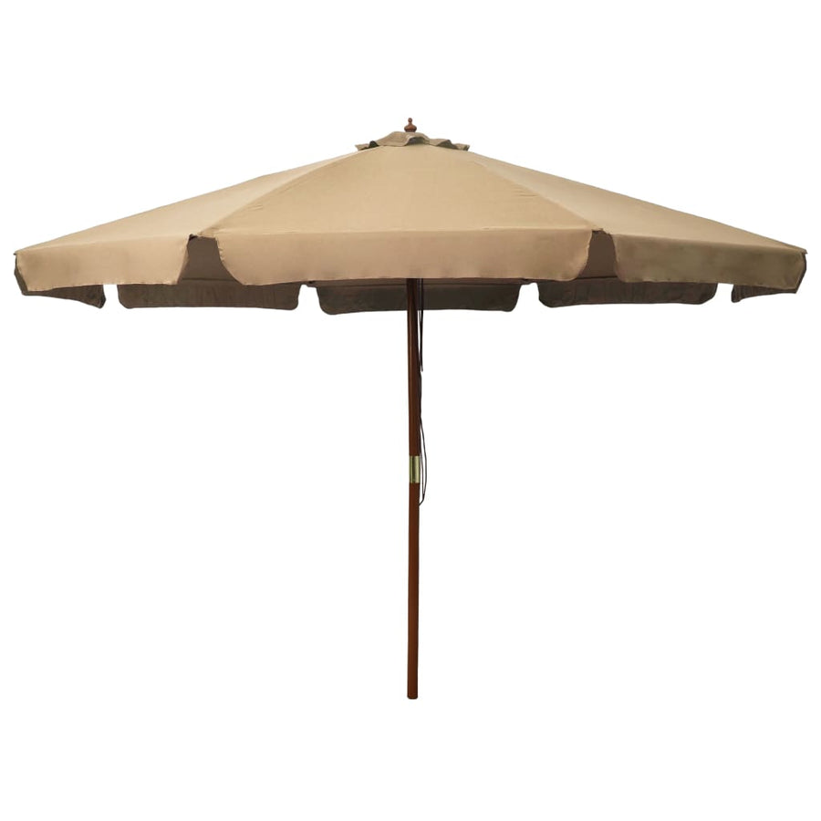 NNEVL Outdoor Parasol with Wooden Pole 330 cm Taupe-0