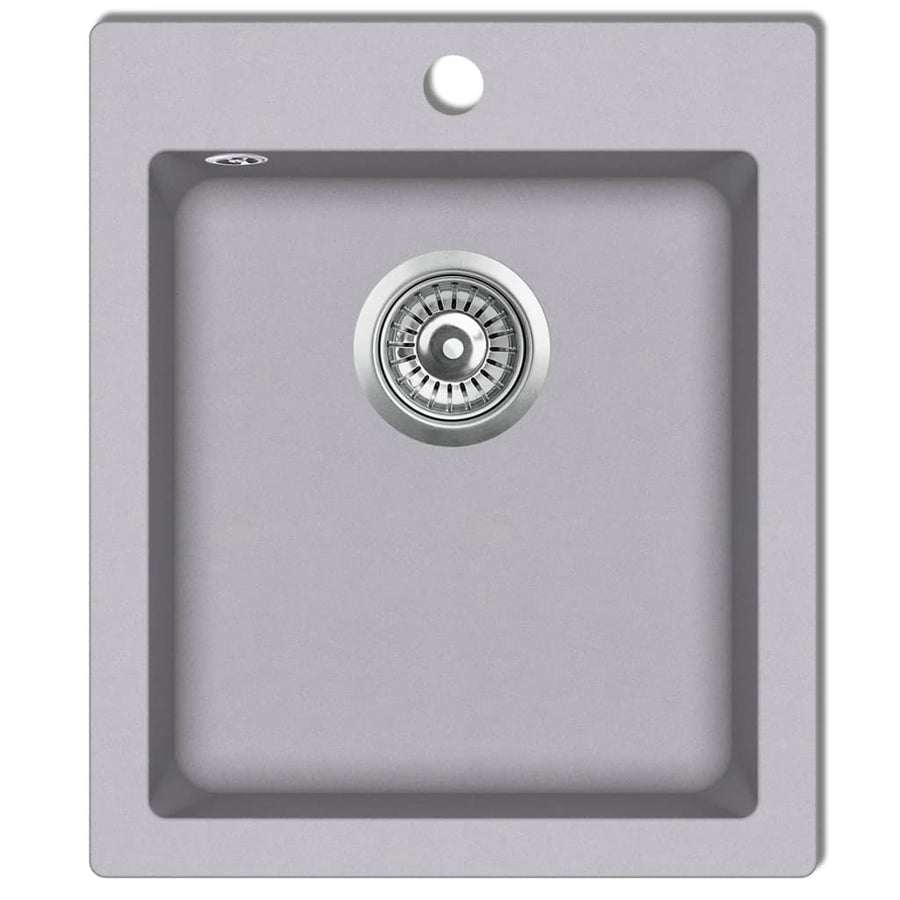 NNEVL Overmount Kitchen Sink Single Basin Granite Grey-0