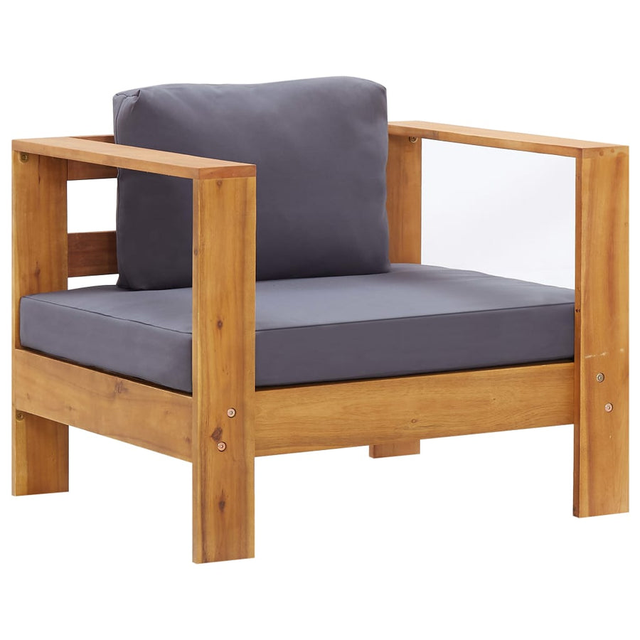 NNEVL Garden Sofa Chair with Cushion Dark Grey Solid Acacia Wood-0