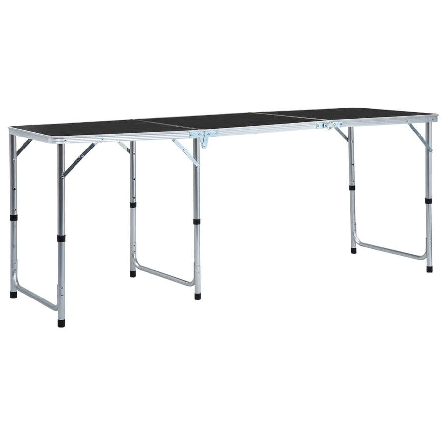 NNEVL Foldable Camping Table Grey Aluminium 180x60 cm-0
