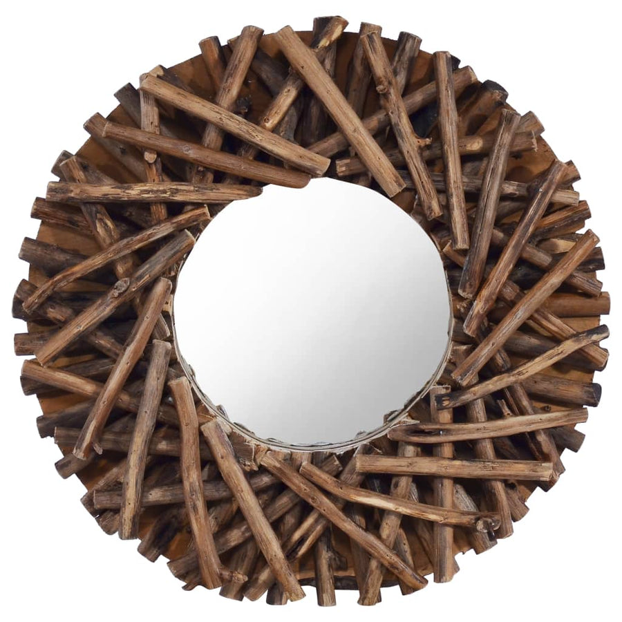 NNEVL Wall Mirror 40 cm Teak Round-0