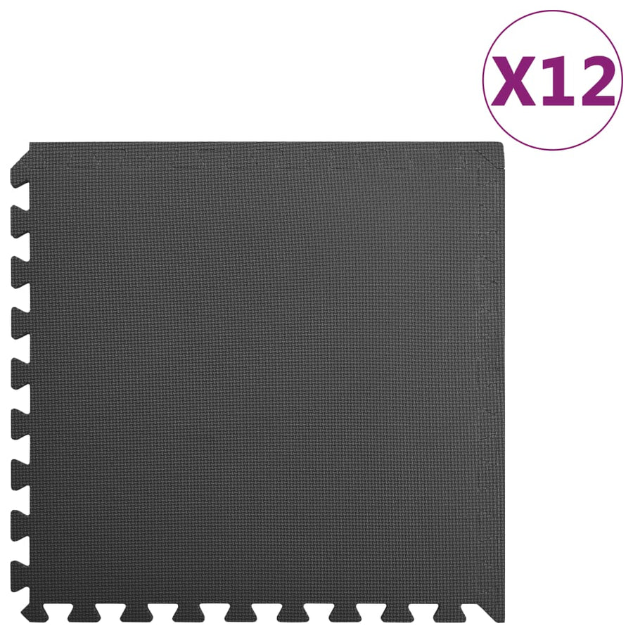 NNEVL Floor Mats 12 pcs 4.32 ㎡ EVA Foam Black-0