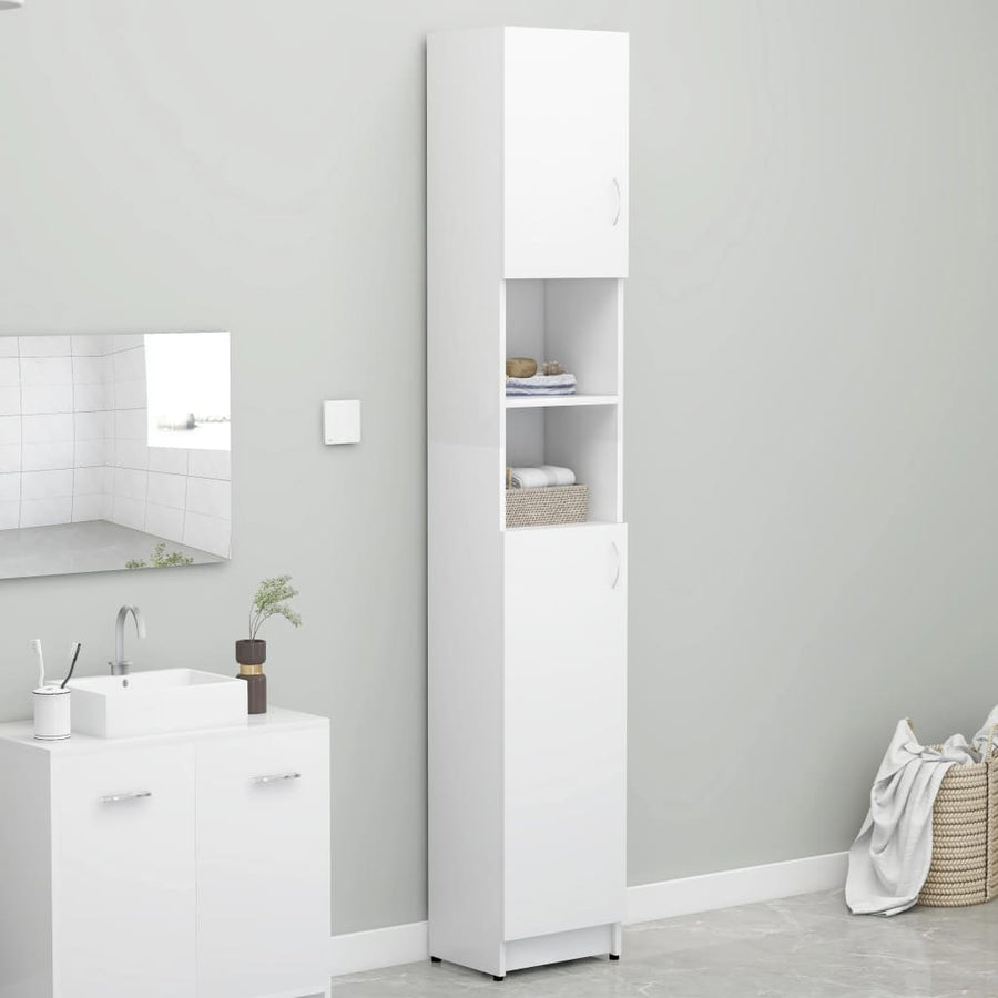 NNEVL Bathroom Cabinet White 32x25.5x190 cm Chipboard-0