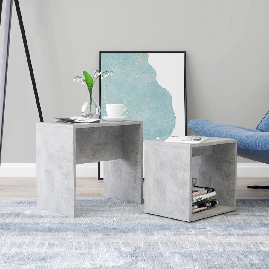 NNEVL Coffee Table Set Concrete Grey 48x30x45 cm Chipboard-0