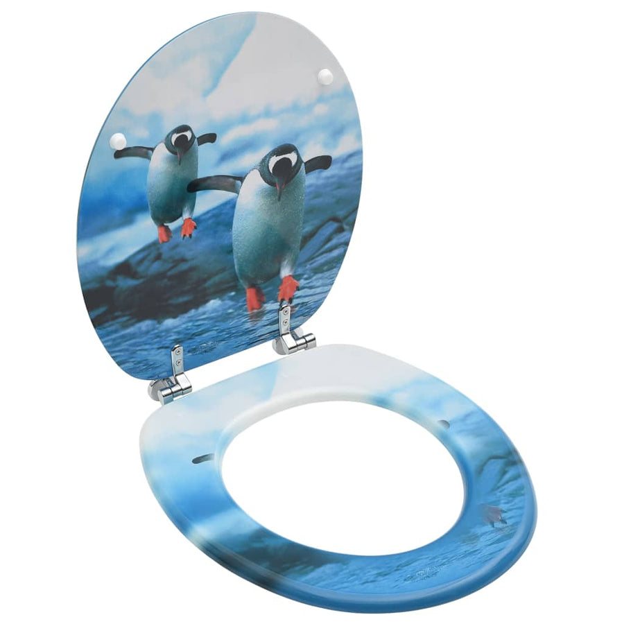 NNEVL WC Toilet Seat with Lid MDF Penguin Design-0