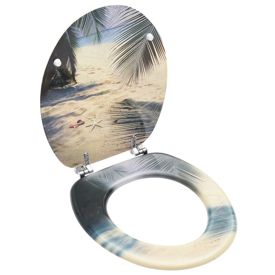NNEVL WC Toilet Seat with Lid MDF Beach Design-0