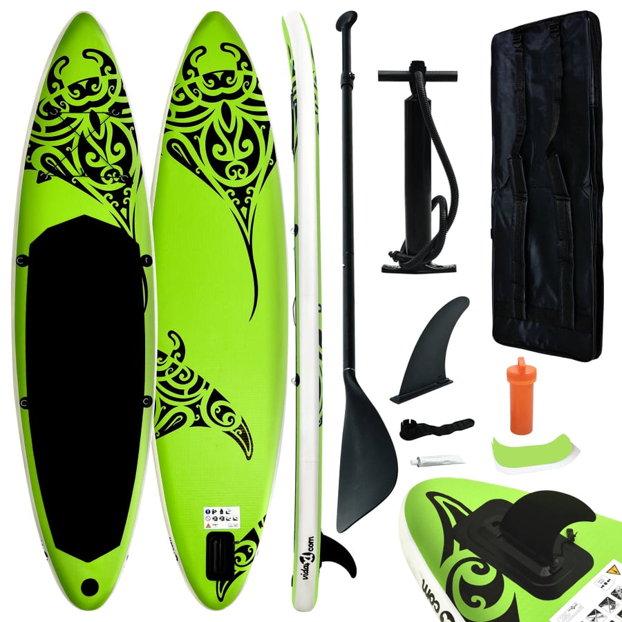 NNEVL Inflatable Stand Up Paddleboard Set 320x76x15 cm Green-0