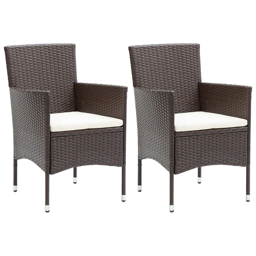 NNEVL Garden Dining Chairs 2 pcs Poly Rattan Brown-0