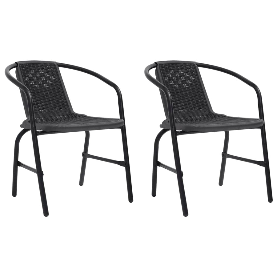 NNEVL Garden Chairs 2 pcs Plastic Rattan and Steel 110 kg-0