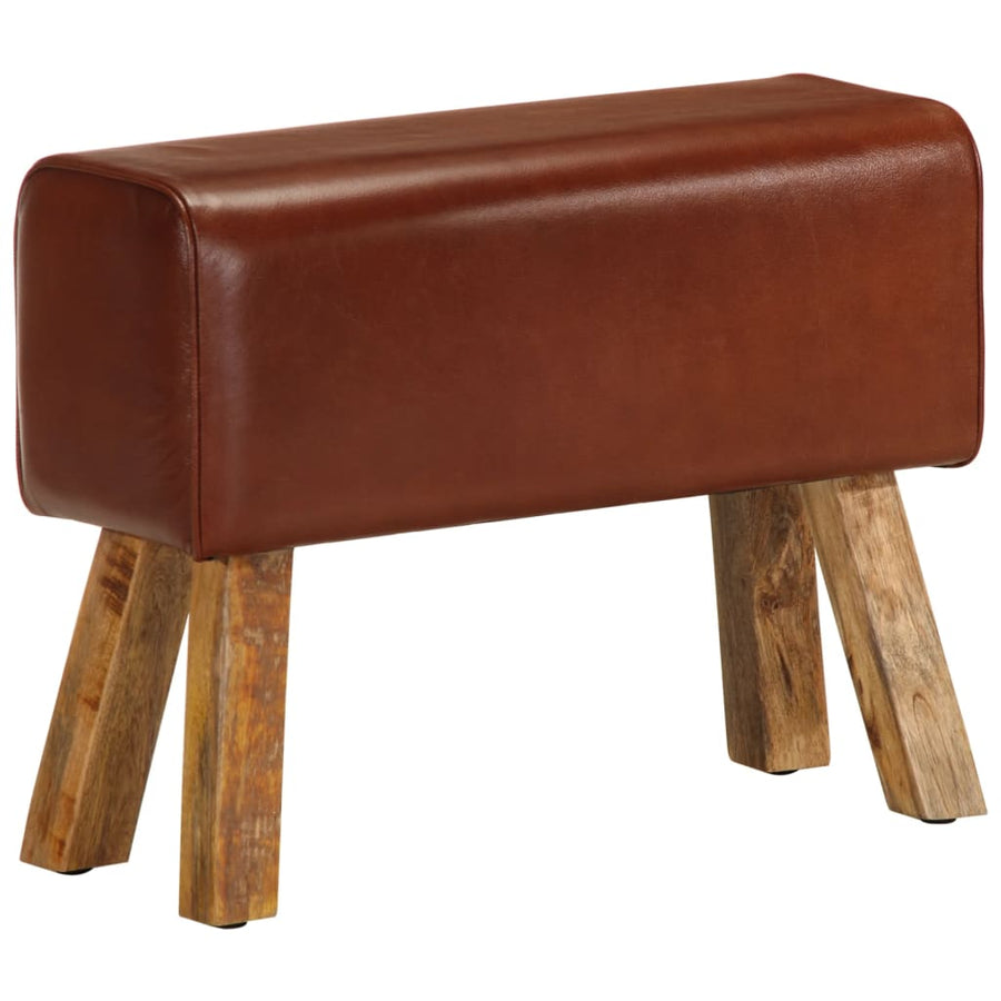 NNEVL Gym Bok Bench 58 cm Brown Real Leather and Solid Mango Wood-0