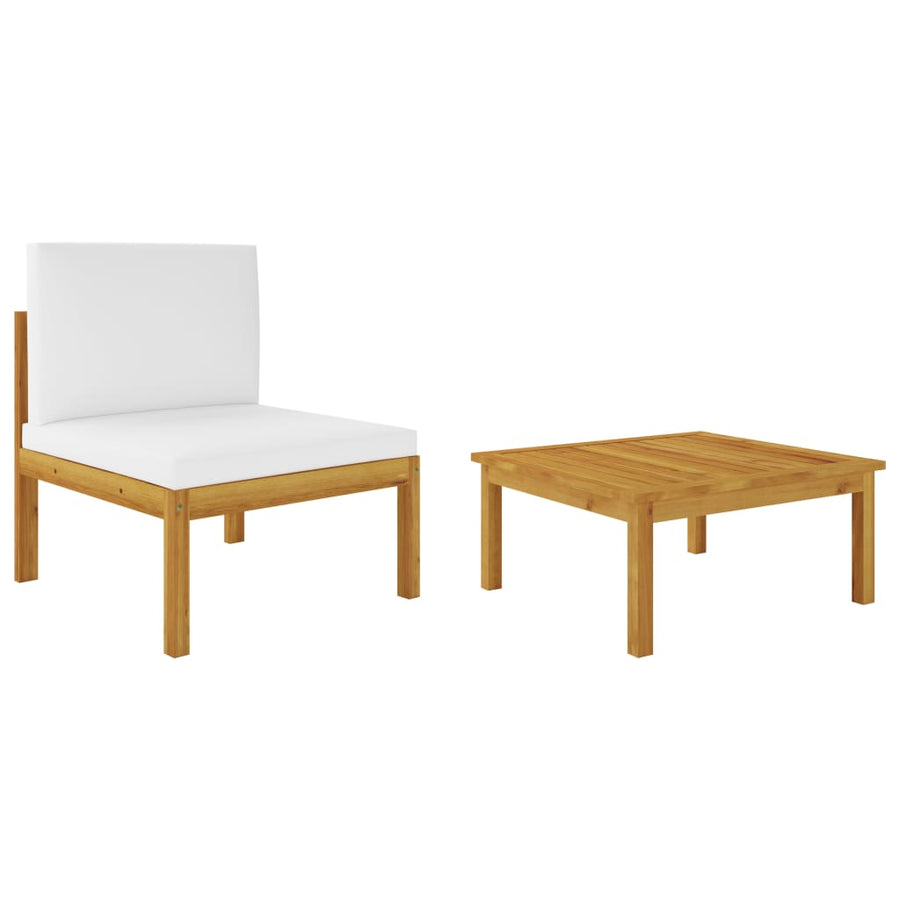 NNEVL 2 Piece Garden Lounge Set with Cushions Solid Acacia Wood-0