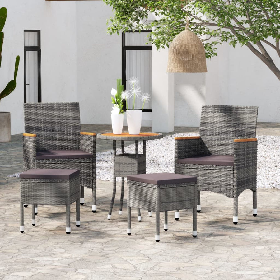 NNEVL 5 Piece Garden Lounge Set Poly Rattan Grey-0