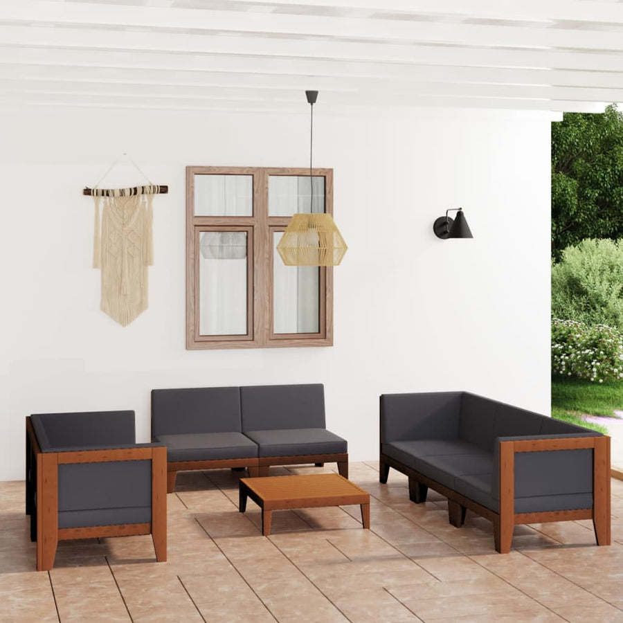 NNEVL 9 Piece Garden Lounge Set with Cushions Solid Acacia Wood-0