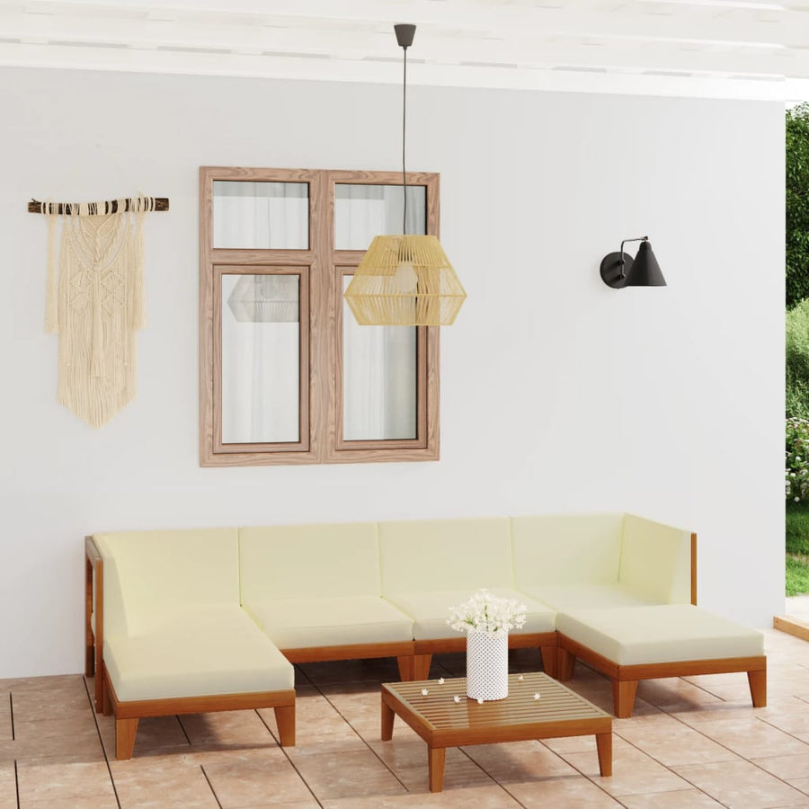 NNEVL 7 Piece Garden Lounge Set with Cushions Solid Acacia Wood-0