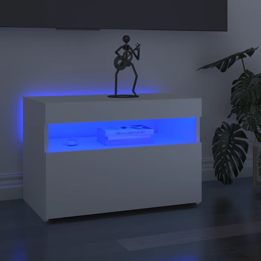 NNEVL TV Cabinet with LED Lights White 60x35x40 cm-0