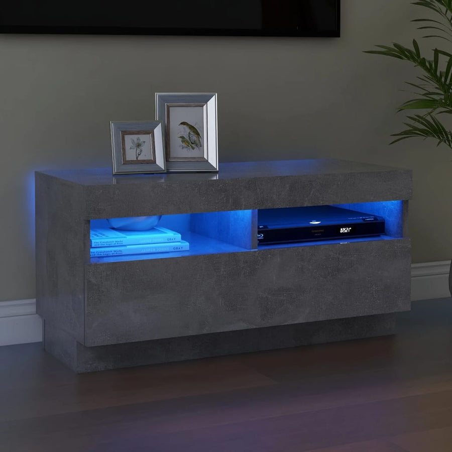 NNEVL TV Cabinet with LED Lights Concrete Grey 80x35x40 cm-0