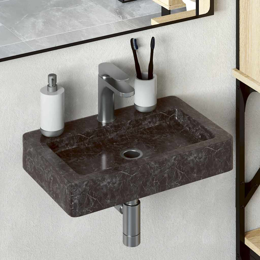 NNEVL Wall-mounted Sink Black 38x24x6.5 cm Marble-0