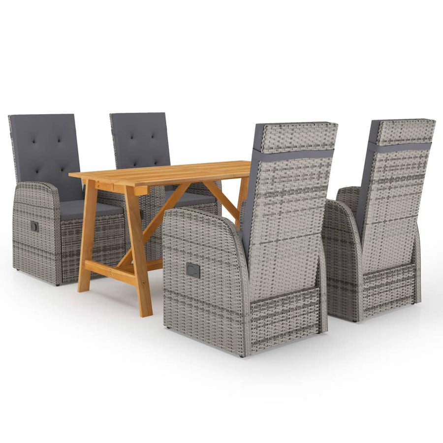 NNEVL 5 Piece Garden Dining Set Grey-0