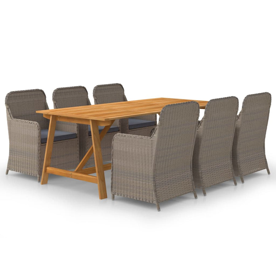 NNEVL 7 Piece Garden Dining Set Brown-0