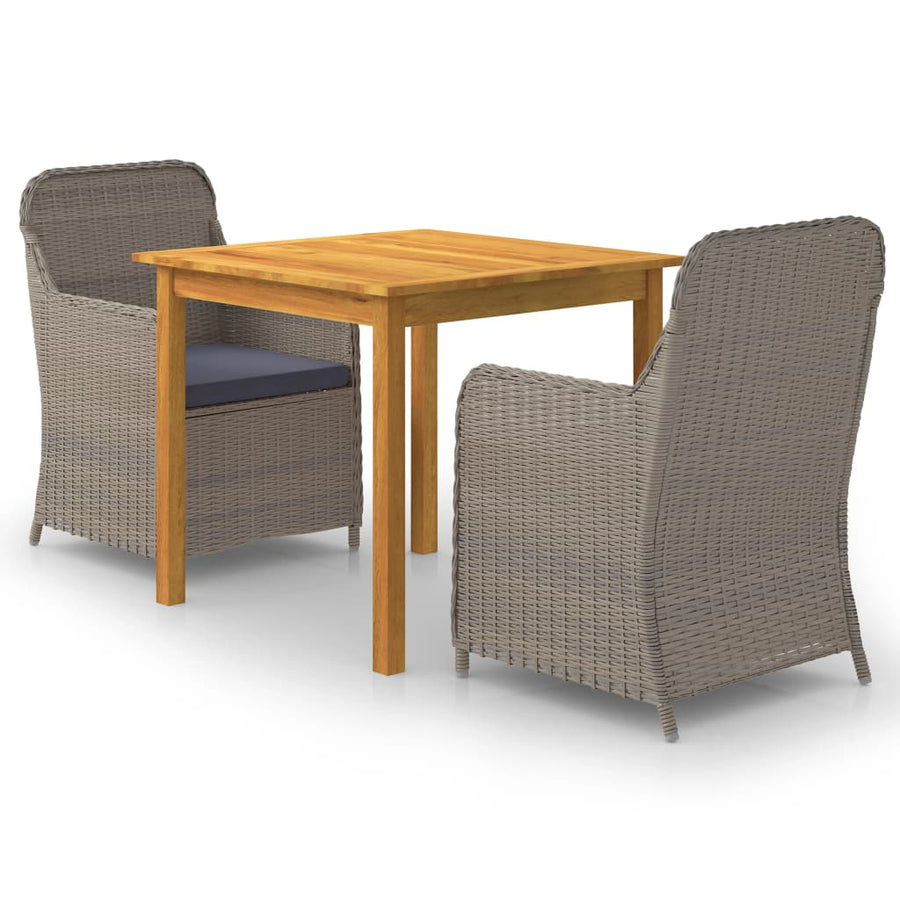 NNEVL 3 Piece Garden Dining Set Brown-0