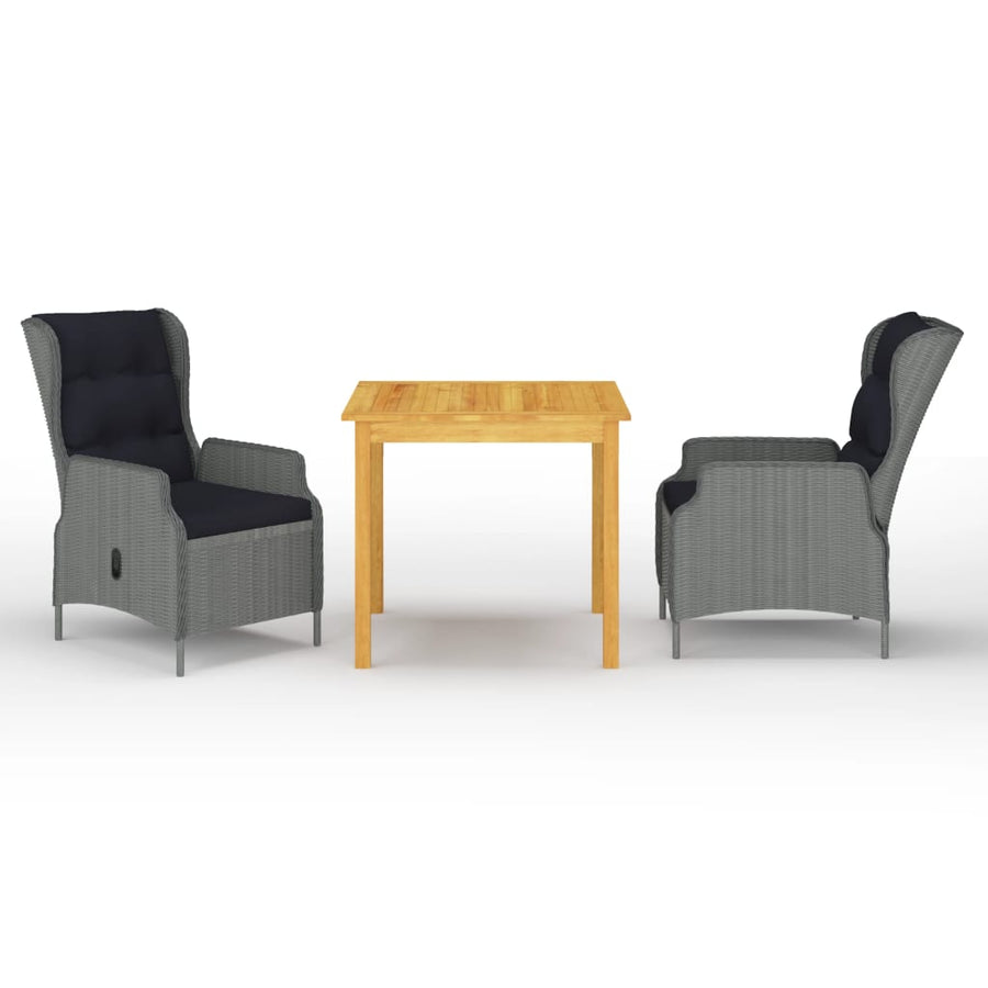 NNEVL 3 Piece Garden Dining Set Light Grey-0