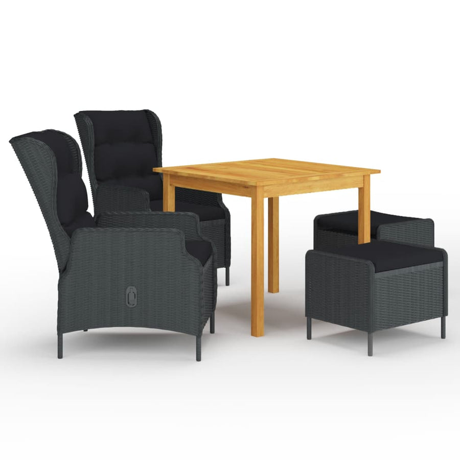 NNEVL 5 Piece Garden Dining Set Dark Grey-0