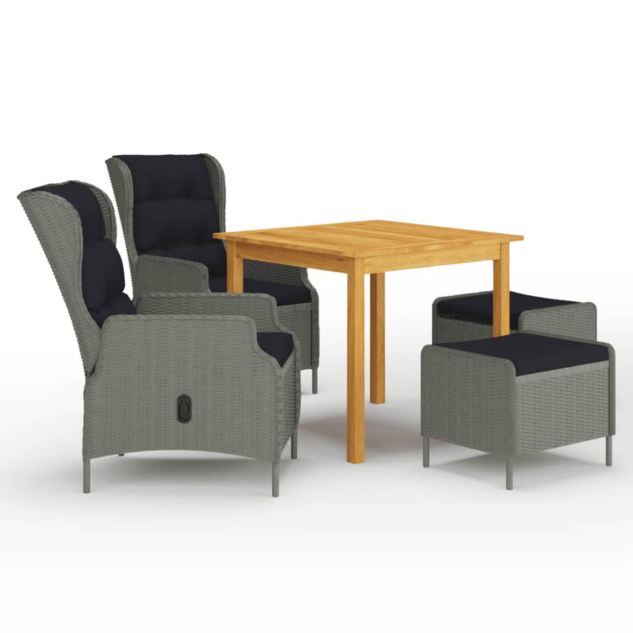 NNEVL 5 Piece Garden Dining Set Light Grey-0