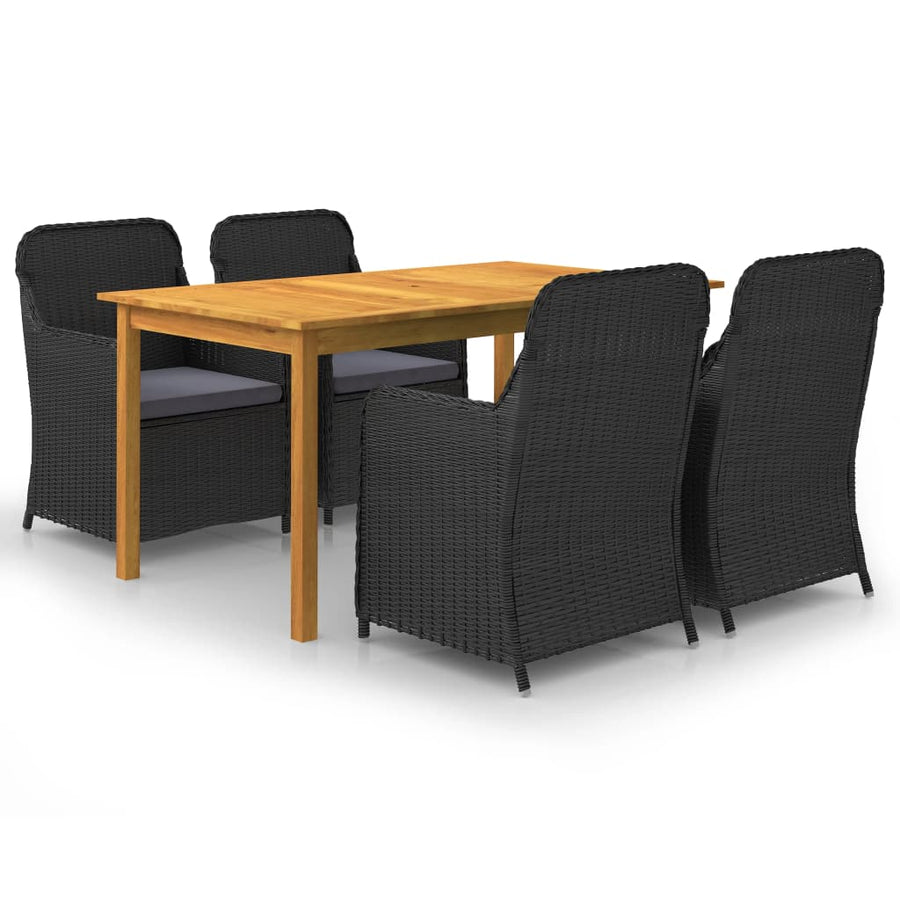 NNEVL 5 Piece Garden Dining Set Black-0