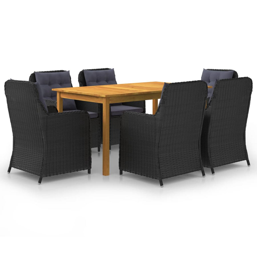 NNEVL 7 Piece Garden Dining Set Black-0